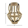 thumbnail image 3 of DecMode Beige Reclaimed Wood Beaded Decorative Candle Lantern, 3 of 9