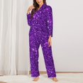 thumbnail image 3 of Wukai Purple Glitter Print Women's Pajama Set - Soft Long Sleeve Sleepwear for Comfort and Style-Medium, 3 of 9