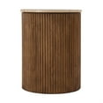 thumbnail image 3 of Butler Specialty Company Ruby 15" Round Travertine and Fluted Wood Side Table, 3 of 6