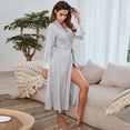 thumbnail image 4 of Oaktree-Women Bathrobe Lace Long Sleeve Nightie Robes Kimono Rob, 4 of 5