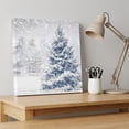 thumbnail image 4 of Ships Next Day Canvas Wall Art 8"x8", Christmas Tree Wood Framed Canvas Print Painting, Blue Tree Xmas Snowflake Winter Ready to Hang Small Picture Wall Decor for Home Bathroom Nursery Kitchen, 4 of 9