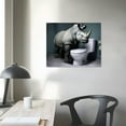 thumbnail image 4 of Nawypu Canvas Wall Art Picture Prints Rhino Sit on Toilet Grey Animal Art Artwork on Canvas for Bedroom Living Room Bathroom Funny Wildlife Stretched and Framed Painted, 4 of 5