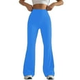 thumbnail image 3 of Gmluru Women's Yoga Pants Blue Solid Color Tight Fitting Hip Shaping Flared Workout Pants Tummy Control S, 3 of 7