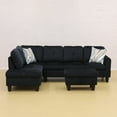 thumbnail image 4 of Aukfa Sectional Sofa, Living Room Couch with Storage Ottoman, Left Facing Chaise, Flannel, Black, 4 of 10