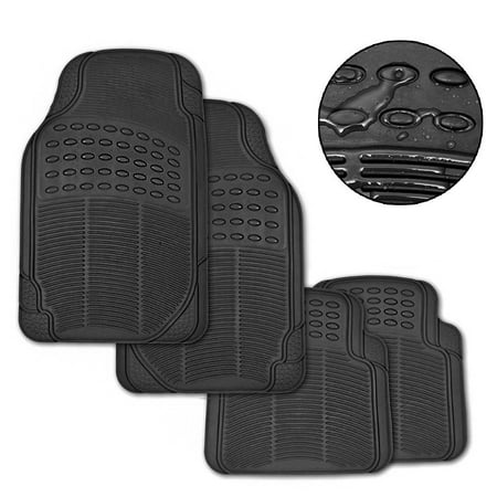 New Car Floor Mats Rubber 4pc Set Anti Skid And Wear Resistant