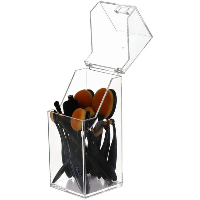 Makeup Brush Holder Clear Acrylic Dustproof Makeup Brushes Organizer with Lid