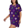 thumbnail image 3 of Womens Pajama Sets With Pocket, Purple Mardi Gras Lounge Sets Short Sleeve Sleepwear PJ Sets for Women, 3 of 6