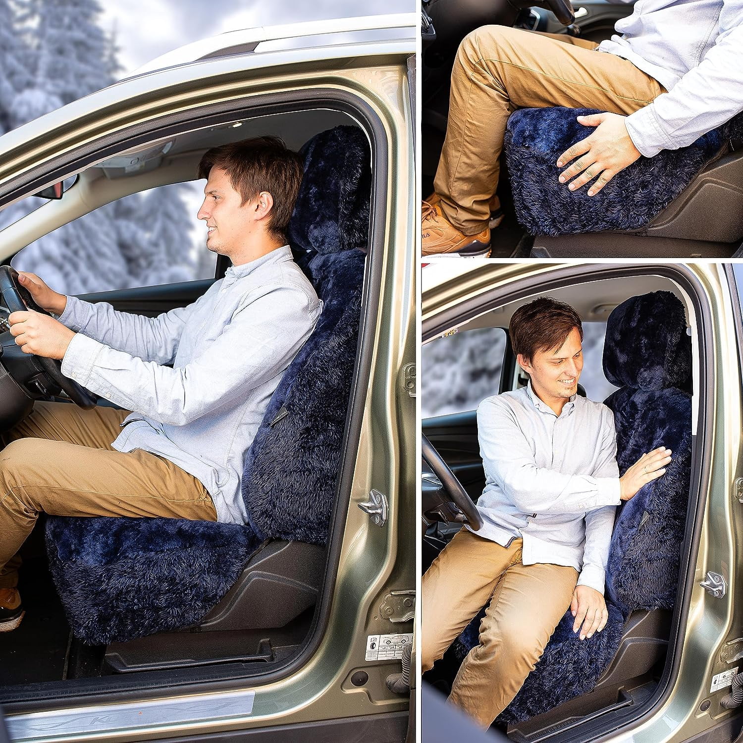 Zone Tech Sheepskin Seat Cover Deep Blue