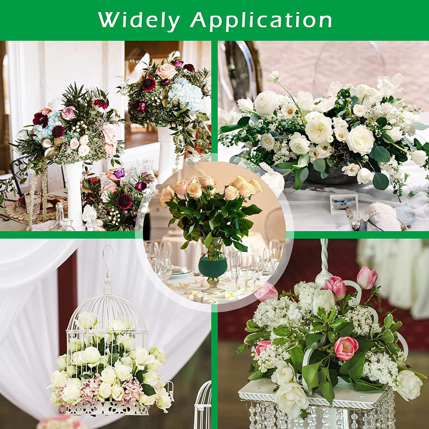 1pc High-Grade Floral Foam Brick For Dry And Wet Flowers, Artificial Flowers  Arrangements, Wedding, Aisle Decor, Party Art Decoration (Green)