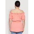 thumbnail image 5 of Womens Plus Size Off the Shoulder Peplum Top, 5 of 5