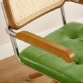 thumbnail image 4 of Art Leon Mid Century Desk Chair No Wheel,Faux Leather Rattan Back Accent Chair with Beech Wood Legs,Green, 4 of 7