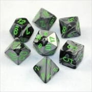 Chessex Manufacturing 26445 Cube Gemini Set Of 7 Dice - Black & Green With Gold Numbering