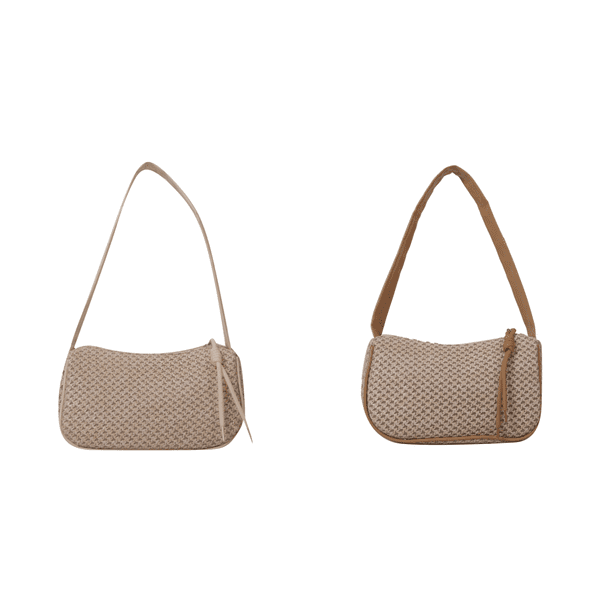 Bolso Hombro Tejido Paja para Mujer Mano Informal A () Blanco