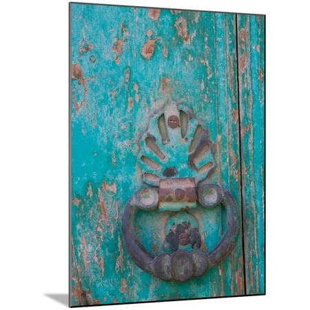 Surface Mount Door Knocker Metal Knocker on Door in Small Village, Cappadoccia, Turkey Wood Mounted Print Wall Art By Darrell Gulin ()