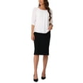thumbnail image 2 of Camisas de trabajo estilo CHIC Inspire para mujeres, blusas casuales elegantes de media manga con cuello redondo, talla XL, color blanco, 2 of 6