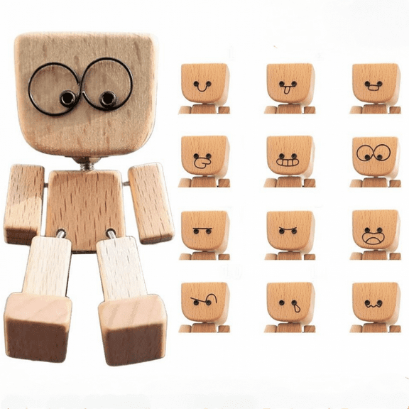 Shaking Wooden Man Figure Decoration,Shaking Feet Wooden Doll