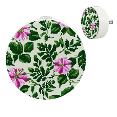 

YZUOUZY Night Lights Plug into Wall Nightlight Bedside Lamps Set of 2 Tropical Blossom Flowers