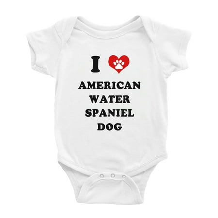 

I Heart American Water Spaniel Dog Funny Baby Jumpsuits Newborn Clothes (White 3-6 Months)