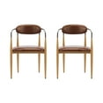 thumbnail image 2 of Noble House Minimalist PU Upholstered Dining Chairs with Metal Frame, Maple+Coffee, Set of 2, 2 of 9