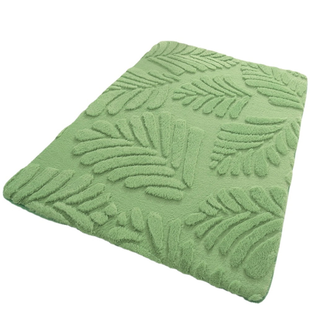 FUDAKUNA Soft Modern Memory Foam Bathroom Rugs Absorbent Non-Slip Backing 20" x 32" Green Leaf Pattern Decorative Bath Mats