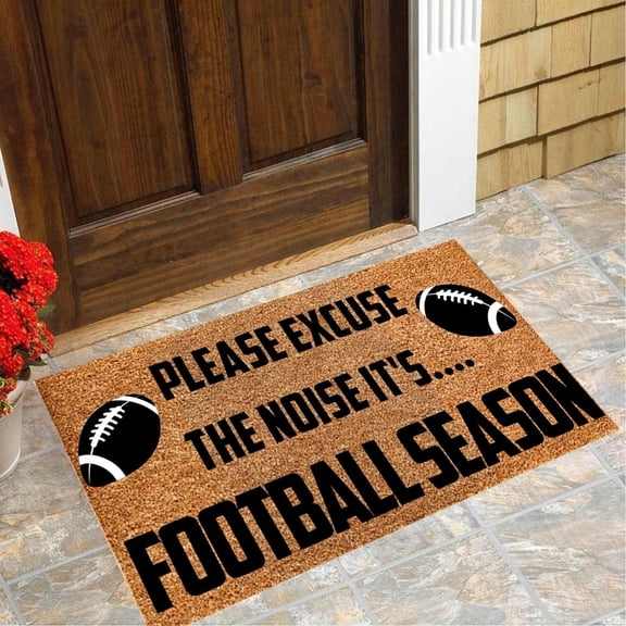 Football Season Door mat,Football Door Mat,Football Welcome Mat,Front Door Mat Sturdy for Outside Indoor Outdoor Please Excuse The Noise Its Football Season Funny Cute Doormat 16x24 Inch