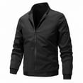 thumbnail image 2 of Timoontee Men's Plus Size Jacket Daily Casual Jacket Long Sleeve Stand Collar Jacket Solid Full Zip Jacket Coat Lightweight Fall Clothes Black L, 2 of 9