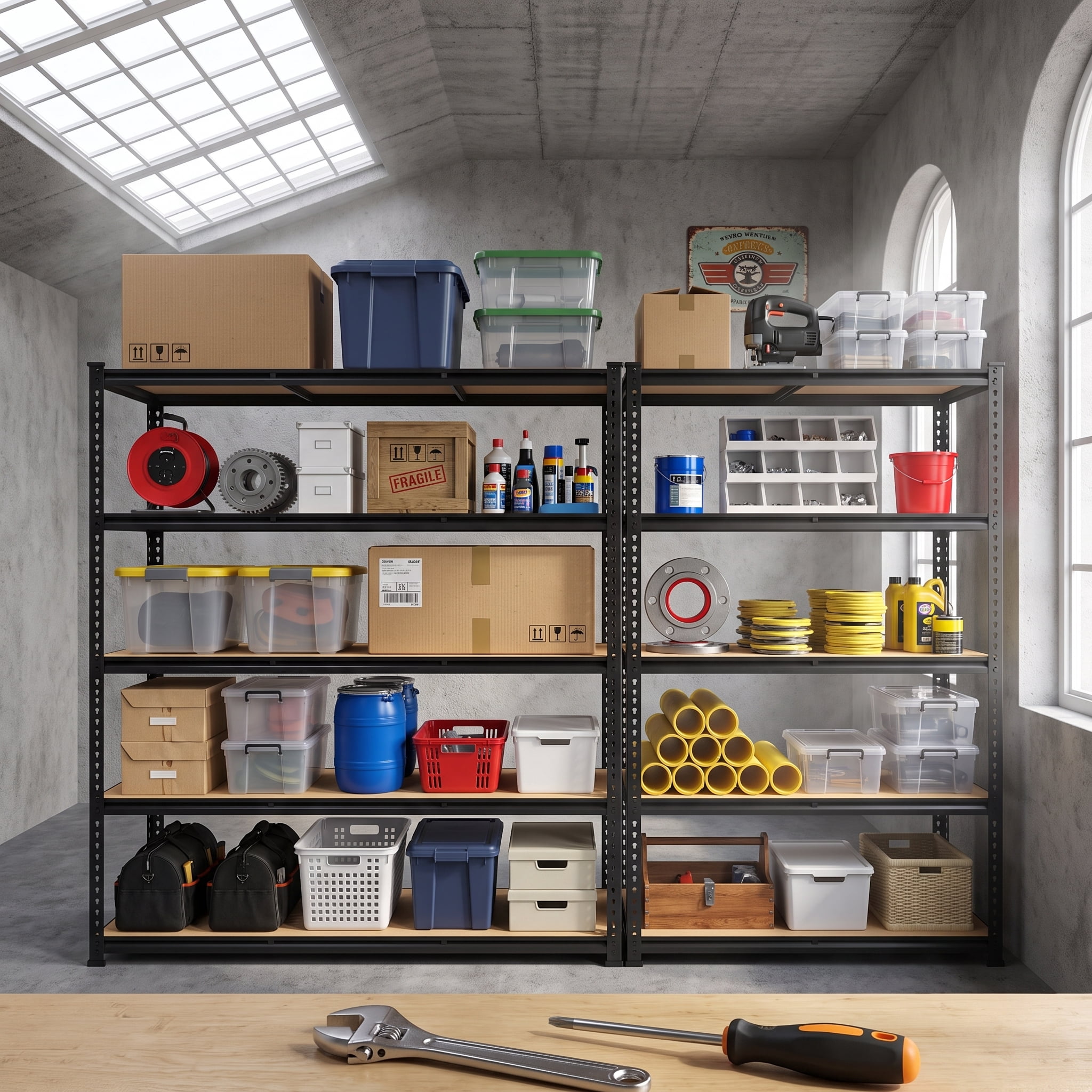 TrumanPick 48"W Garage Shelving Unit 5 Tier Adjustable Storage Shelves 2700lbs Metal Shelf Rack for Basement Pantry Kitchen, 17.94"D x 71.89"H, 3 Pack
