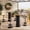 Brown & Black, variant on Tribesigns Round Bar Table with 2 barstools, Industrial Bistro Sets, Black