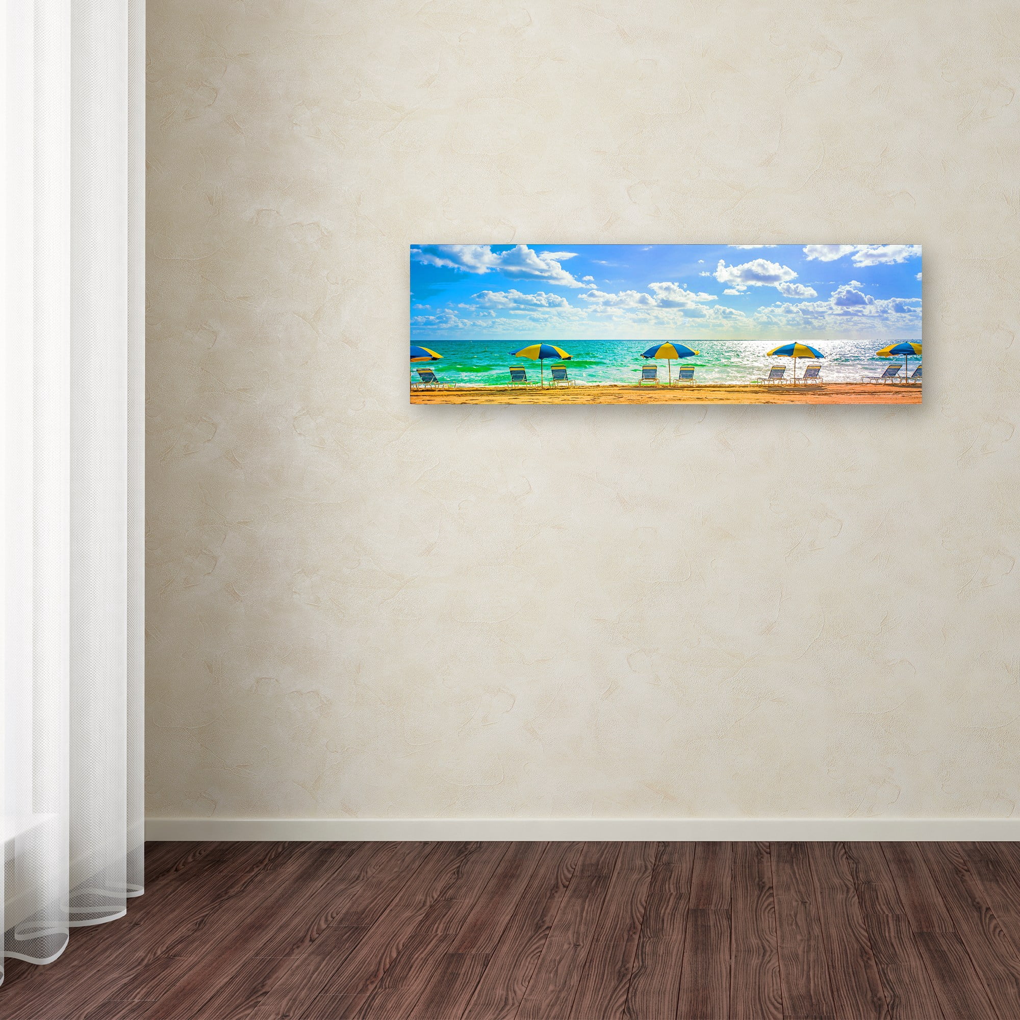 Trademark Fine Art "Florida Beach Chairs Umbrellas" Canvas Art by Preston