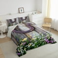 thumbnail image 3 of Castle Fairy Teens Old Barn Door Full Size Comforter Sets 3-Piece,Western Horseshoe Bedding Comforter Set,Spring Garden Flowers Lightweight Bedding Sets,Microfiber Bedroom Decor,Reversible, 3 of 8