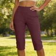 thumbnail image 6 of Capri Pants for Women Summer Yoga Leggings with Pockets Slim Fit Workout Gym Capris Straight Leg Yoga Trousers Wine M, 6 of 9