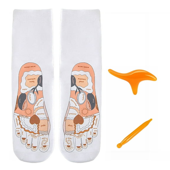 Grofry Reflexology Socks with Acupressure Pen Foot Pain Relief Reflexology Foot Chart Socks Pressure Point Massage Tool for Men Women