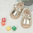 thumbnail image 4 of Gubotare Boys Girls Sandals Breathable Baby Summer Outdoor Casual Beach Shoes Lightweight Toddler Flower Bowknot Anti Slip Rubber Sole Prewalker First Crib Shoes,Gold 6, 4 of 4
