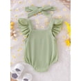 thumbnail image 2 of Biezeib Baby Girl Birthday Outfit, Fly Sleeve Embroidery Flower Letters Romper with Hairband Summer Clothes, 2 of 6