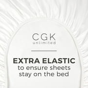 CGK Linens Hotel Luxury Single Fitted Sheet Only - Twin XL Size Wrinkle-Resistant Bottom Sheet, Fits Mattress Up To 16, White