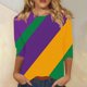 thumbnail image 1 of RKSTN Mardi Gras 3/4 Sleeve T Shirts for Women Top Oversized Crewneck Carnival Mask Print 3/4 Length Sleeve Shirt Womens Casual Round Neck Mask Tuesday Carnival Party Three Quarter Sleeve Tee Shirt, 1 of 5