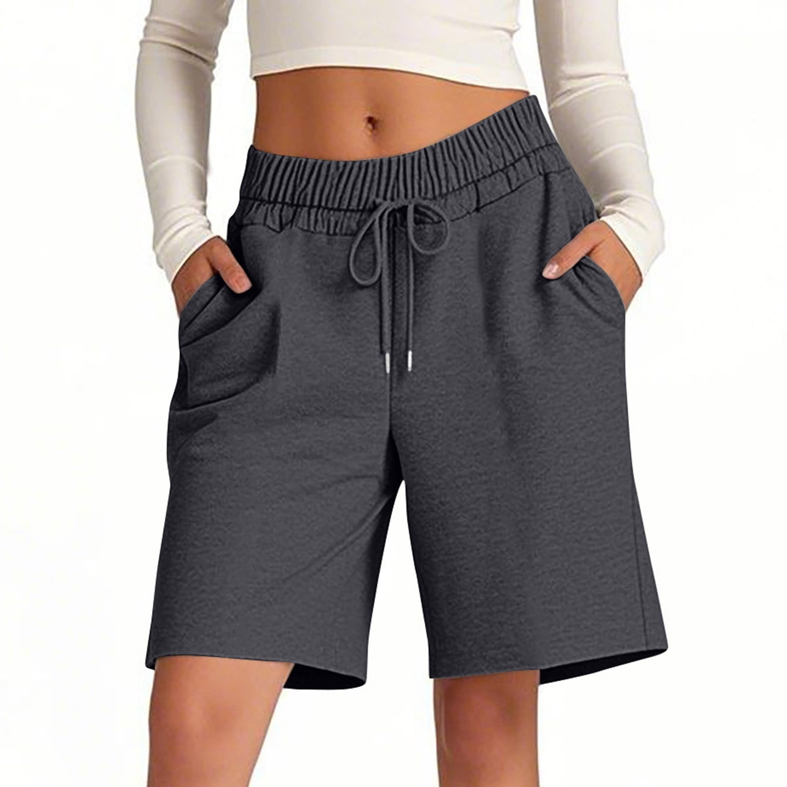 Women's Summer Solid Color Outdoor Athletic Shorts High Waist