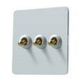 thumbnail image 1 of Retro Switch 1-4 Gang 2 Way White Stainless Steel Panel Brass Lever Toggle, 1 of 5
