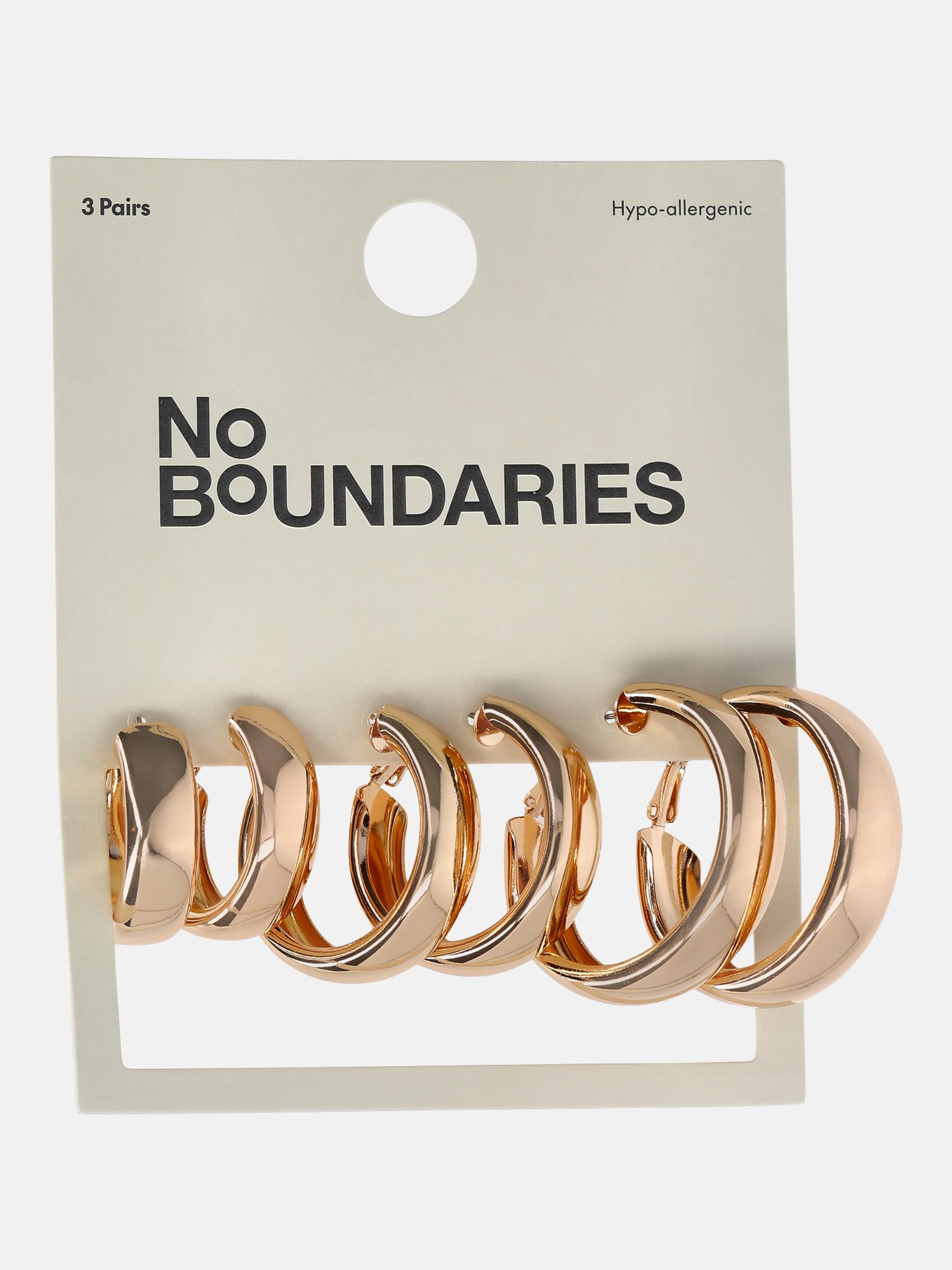 No Boundaries Chunky Hoop Earrings, 3-Pack, Women's