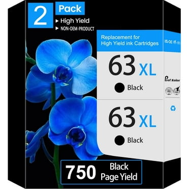 63XL 63 Ink Cartridges Compatible for HP 63 XL Ink Cartridges for HP Officejet 3830 Ink for HP Ink 63 Black 2-Pack