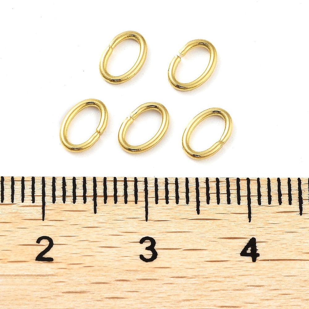 304 Stainless Steel Jump Rings Closed Jump Rings Oval Real 18K golden Plated 4x6x0.8mm Inner Diameter: 2.5x4.5mm