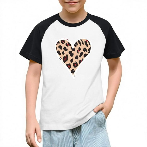 Blusas y camisas de manga corta con cuello redondo para niños y niñas, blusa de manga corta con estampado de cuello redondo