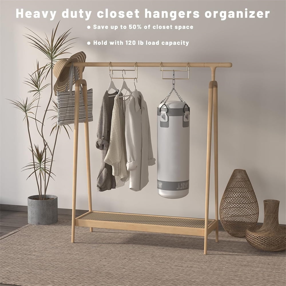 Space Saving Hangers for Clothes: NOGIS 3 Pack 8 inch Magic Hanger Closet Organizer Metal Heavy Duty Hangers for Shirt Coat Pants Skirt Sorting Storage - Gold