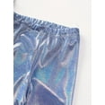 thumbnail image 5 of Alvivi Girls Kids Metallic Active Dance Leggings Shiny Sparkly Stretch Ankle Length Tights Pants Blue 9-10, 5 of 7