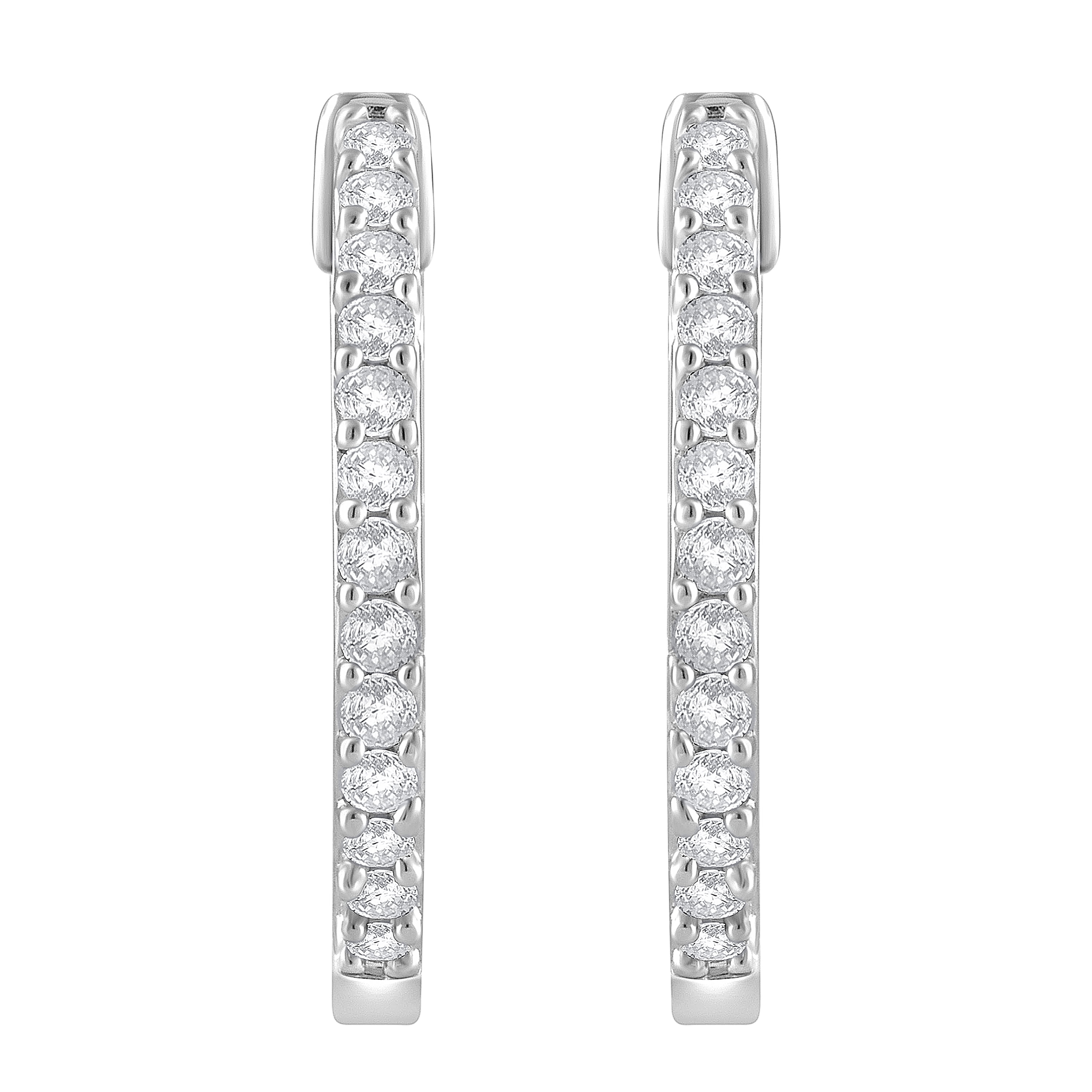 Unique Moments 1/2 Ct Round Lab Grown Diamond Hoop Earrings in Sterling Silver for Women