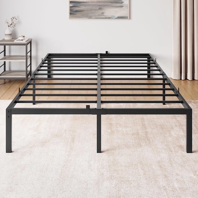 14" Queen Metal Bed Frame with Under Bed Storage, Heavy Duty Platform Bed with Steel Slats Support, Noise-Free Mattress Foundation, No Box Spring Needed, Easy Assembly, Black