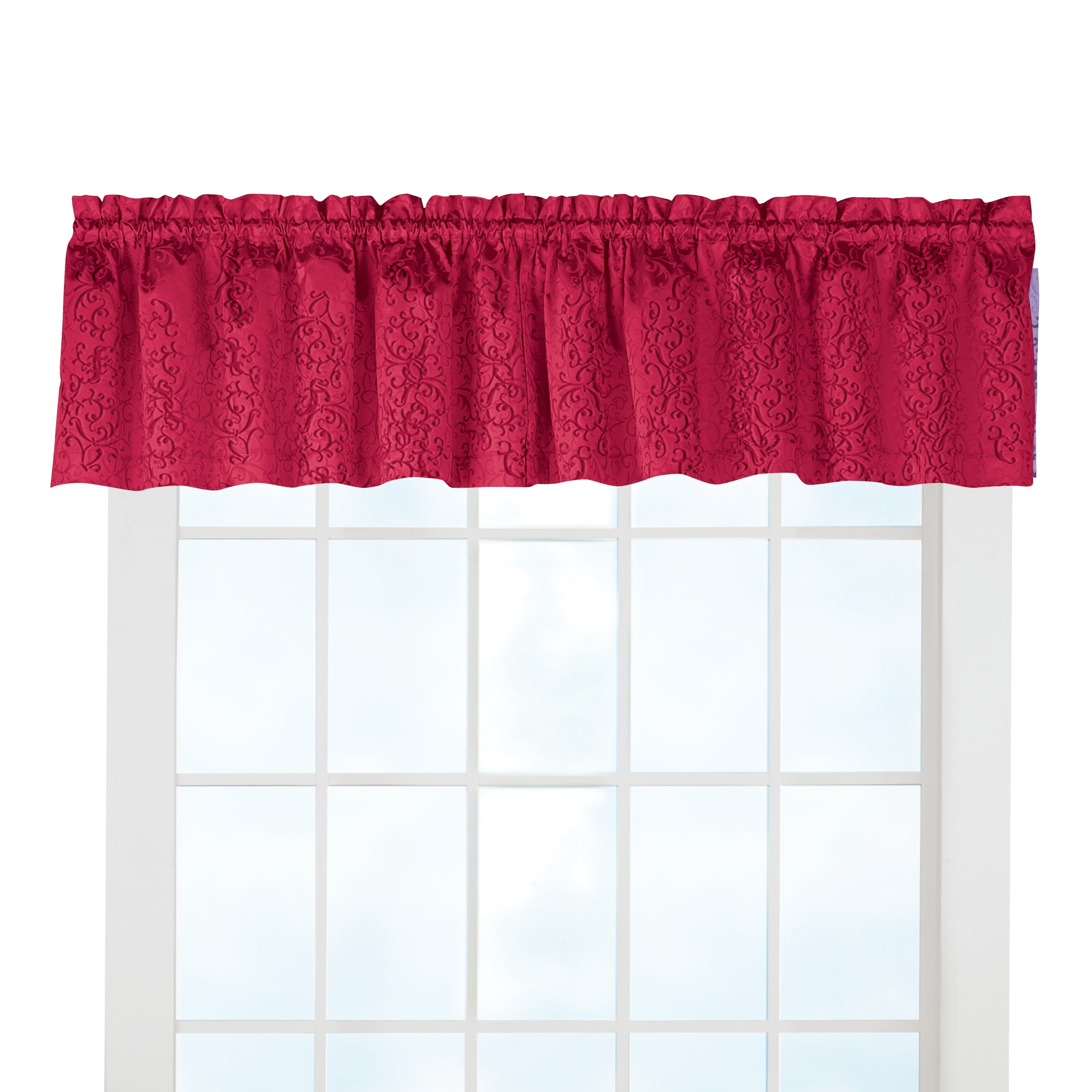 Collections Etc Scroll Insulated Window Valance Red
