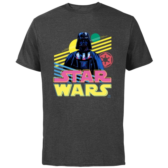 Star Wars Darth Vader Bold Graphic Retro Eighties ‘80s Vibe - Short Sleeve Cotton T-Shirt for Adults - Customized-Charcoal