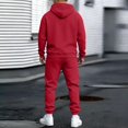 thumbnail image 5 of Men's Basic 2 Piece Tracksuit Solid Hoodies With Kangaroo Pocket Elastic Cuff Jogger Sweatpants Athletic Workout Outfits Red XL, 5 of 5