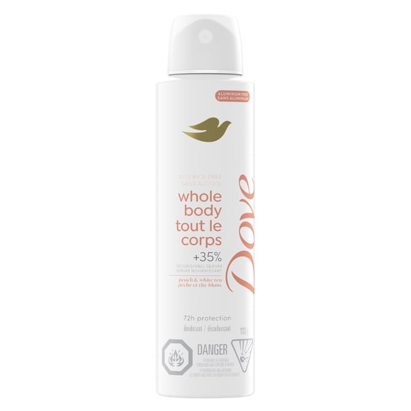Dove Deodorant Spray Whole Body Peach & White Tea Aluminum-Free, 113g